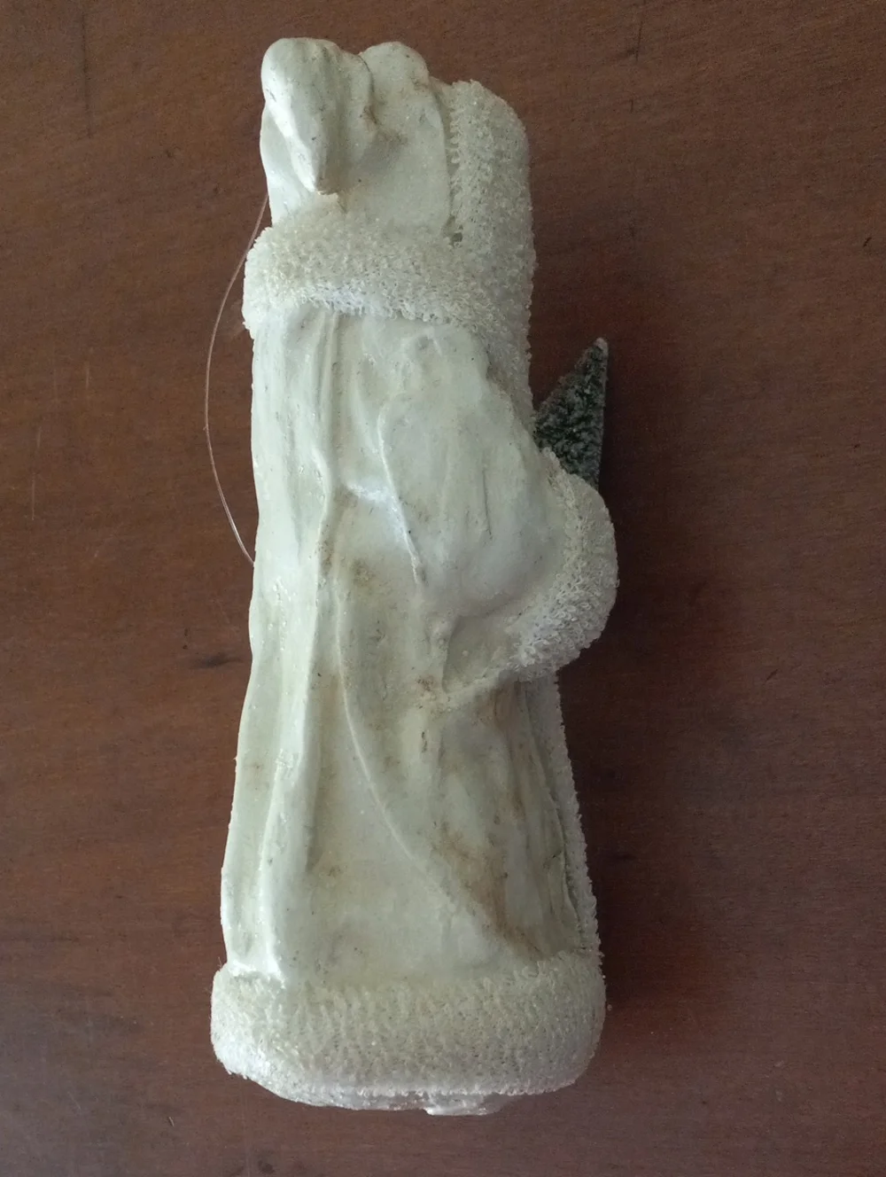Vintage White Sugar Glitter Santa Claus Ornament Bottle Brush Tree Belsnickle